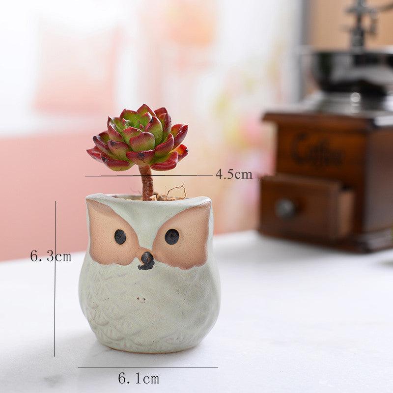 6-Piece Mini Owl Ceramic Succulent Planter Pots