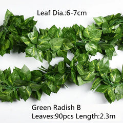 10 Style 1pc Artificial Decoration Vivid Vine Rattan Leaf Vagina Grass Plants Grape Leaves For Home Garden Party Decor B1015