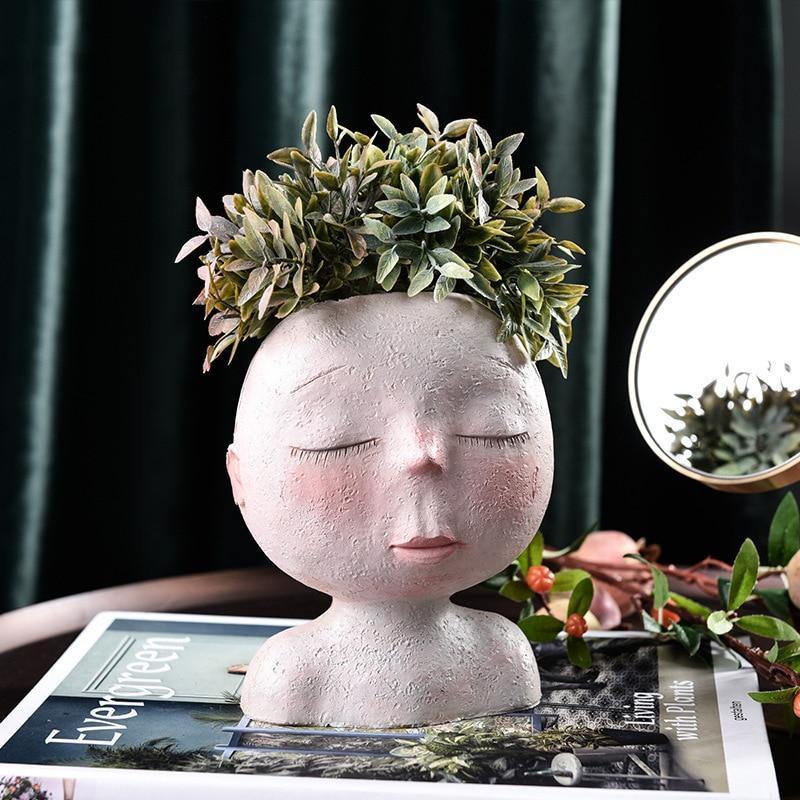 Peaceful Dream Sleeping Face Planter Vase