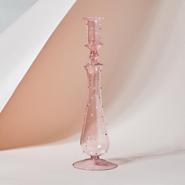 Fleur Pastel Glass Candlestick Holders